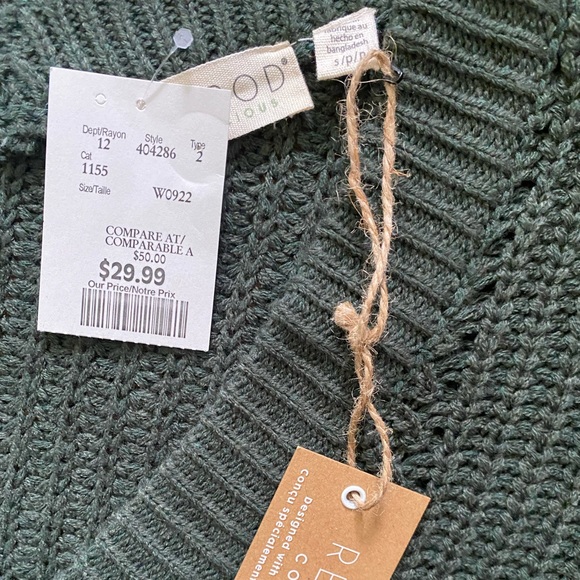 Retrod Conscious Button Up Crop Long Sleeve Knit Cardigan New With Tags - Picture 2 of 3